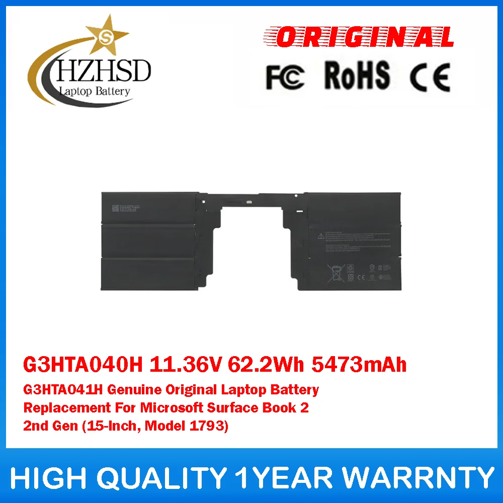 

G3HTA040H 11.36V 62.2Wh 5473mAh G3HTA041H Genuine Original Laptop Battery For Microsoft Surface Book2 2nd Gen(15-Inch Model1793)