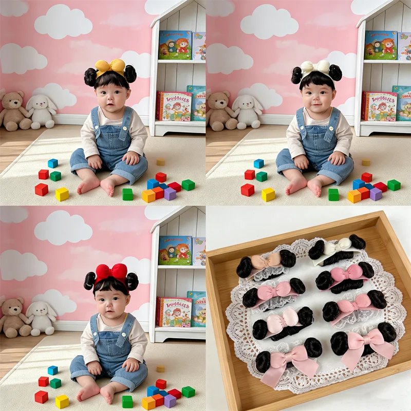 

Парик для волос HUAHUABaby с бантом на голову; Новинка, парик для новорожденных, шапка, шиньонHUAHUA