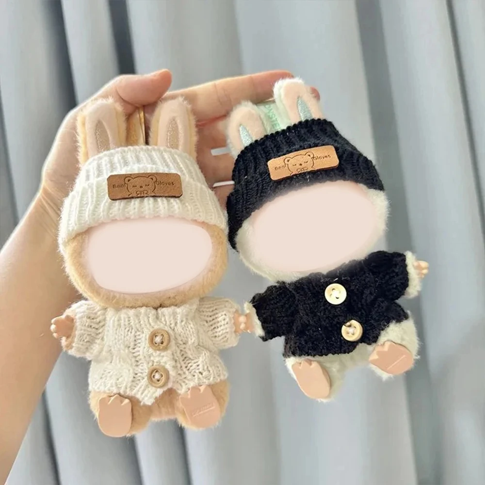 

Cute Bunny Doll Accessories with Knitted Clothes Rabbit Ears Hat Heart Sweater for Toy Collectors Clothes