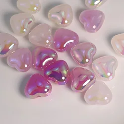 Heart Shape Color Changing Luminous Glow Beads Bracelet Art DIY Crafts Decorations Manicure Ornaments Phone Chain Jewelry Making