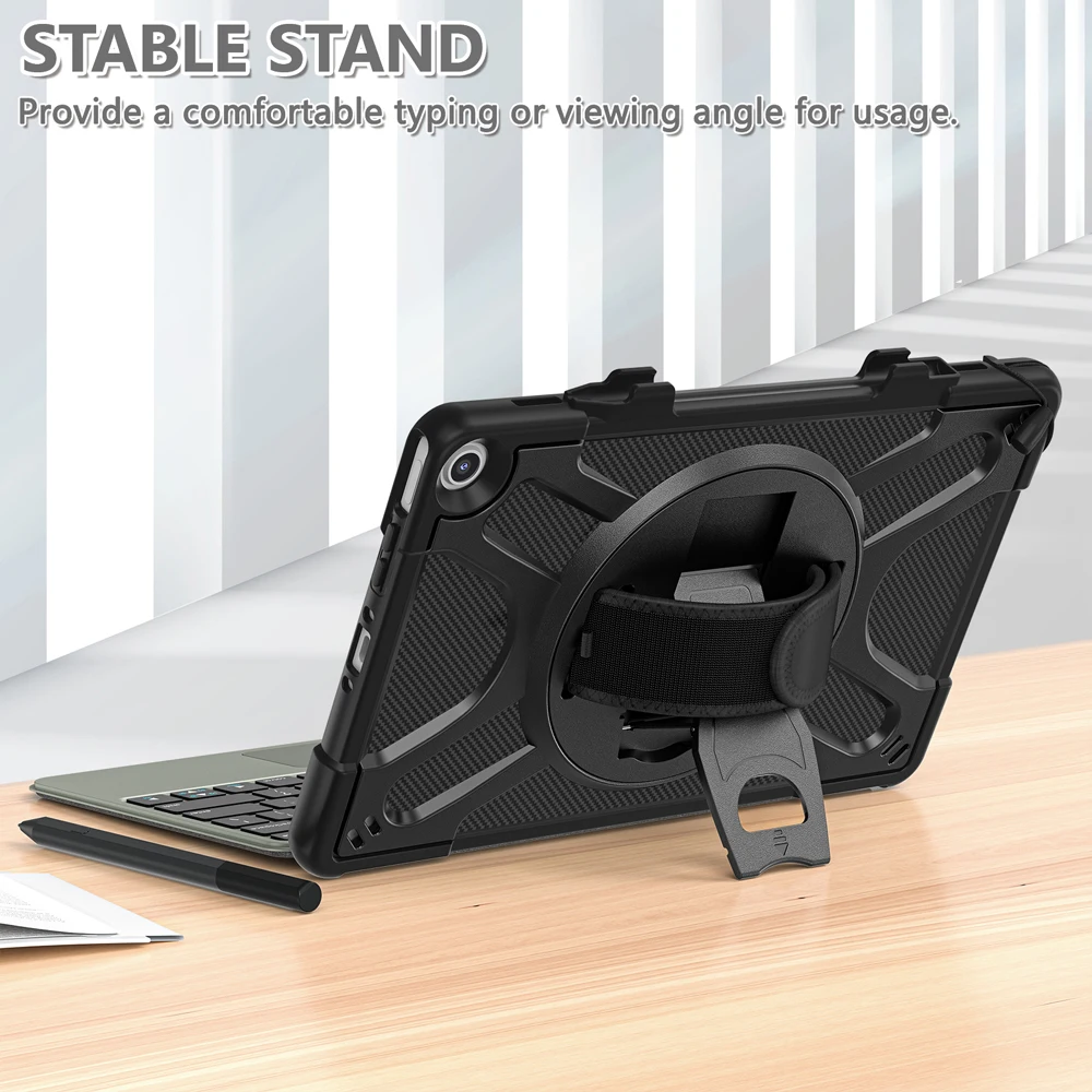 

11.0'' Fire Max11 Shockproof Tablet Case For A mazon Fire Max 11 Case Cover Coque TPU Silicon Rotating Hand Strap PC Stand Shell