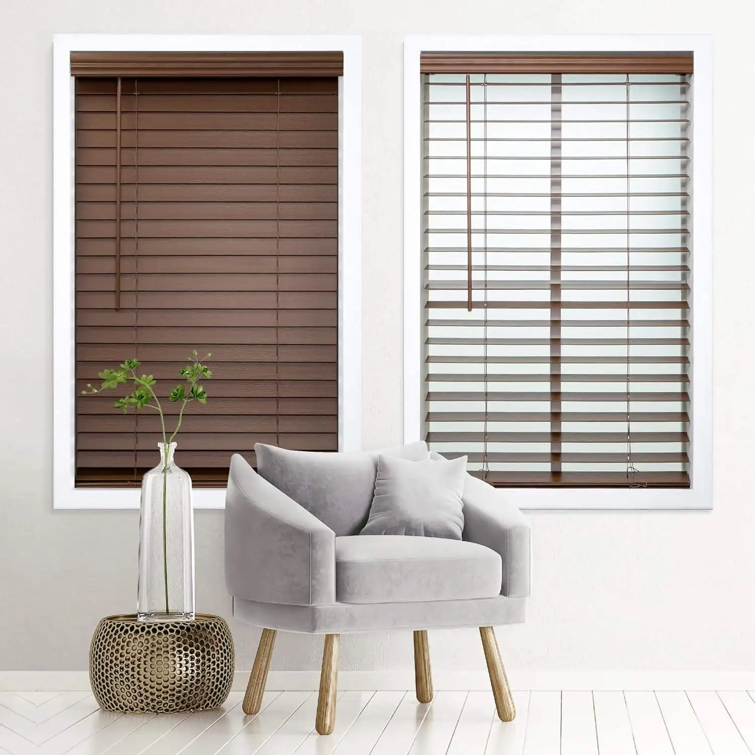 Eco-Friendly Anti-UV Protection Manual Cordless 2 Inches Solid Wooden Blinds for Window view 5