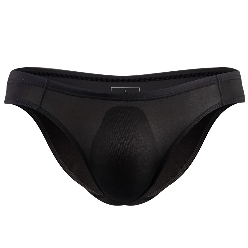 Men's underwear triangle shorts ice silk breathable sexy thin U convex transparent one piece of low waist triangle shorts head