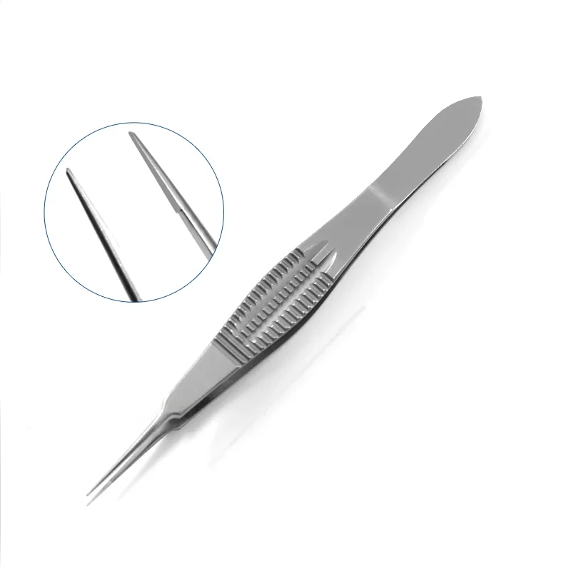 Pálpebra dupla plástico instrumentos cirúrgicos 1x2 dentes Smooth Ophthalmic tecido fórceps