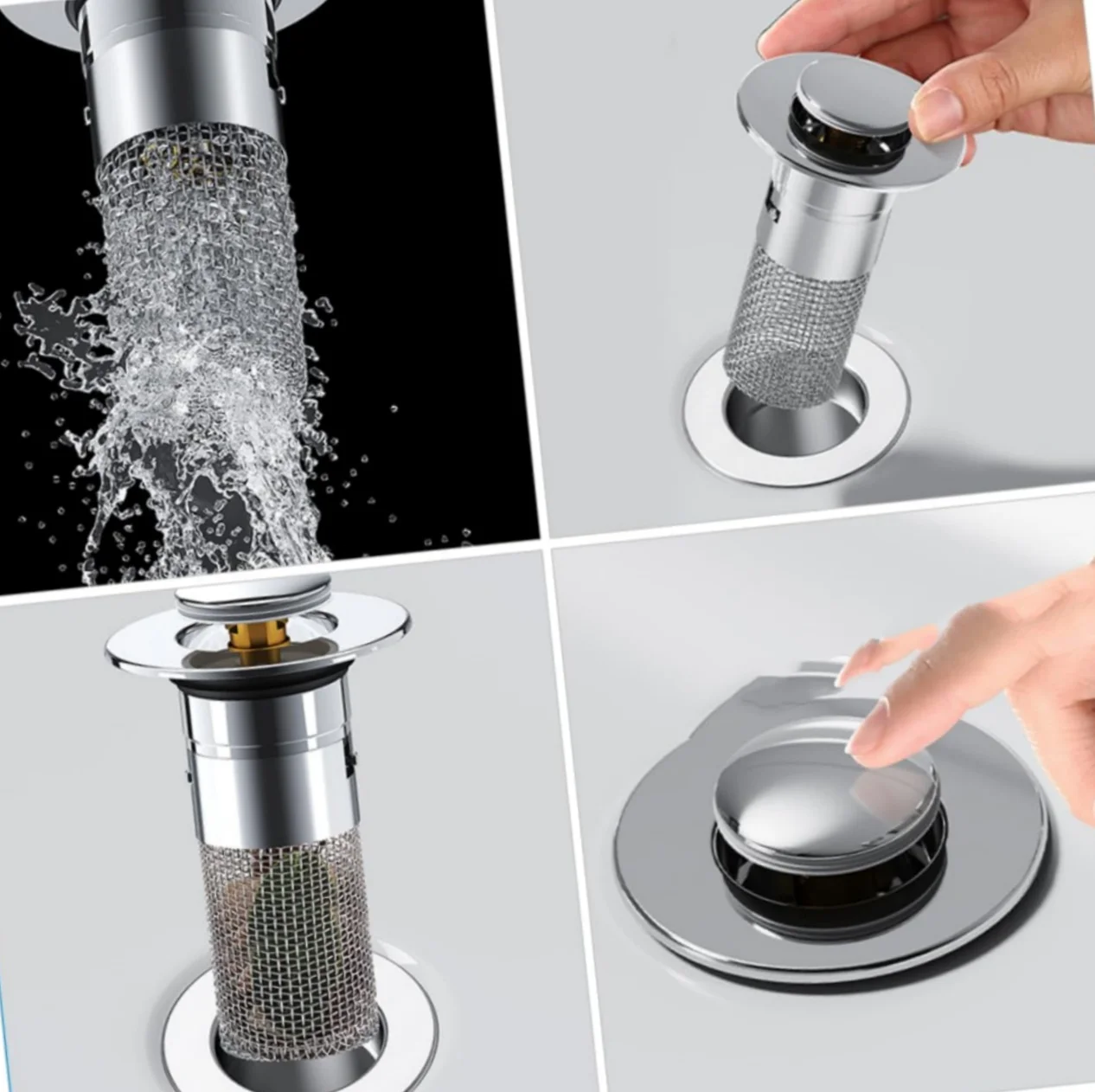 1-5 Stück Edelstahl-Bodenablauf-Filter, Leckage-Stopper, Geruchshemmender Pop-Up-Abflussstopfen für Waschbecken, Haarfänger – Detail 4
