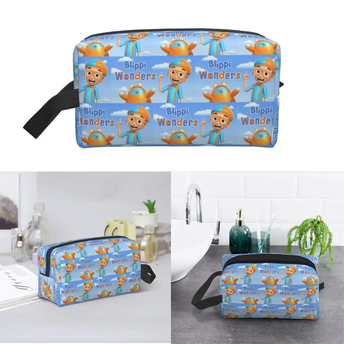 Cartoon Blippiing English Teacher Makeup Bag Cosmetic Organizer Storage Dopp Kit Toiletry Cosmetic Bag for Women Beauty Travel