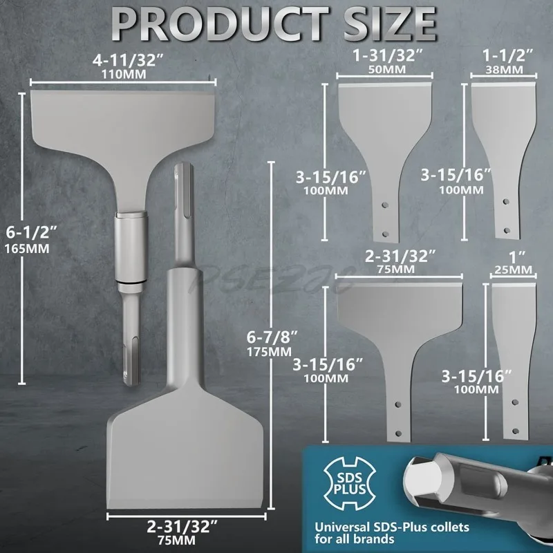 17pcs/set Electric Hammer Shovel 40Cr Steel Tool Ceramic Tile Concrete Brick and Masonry Chisel
