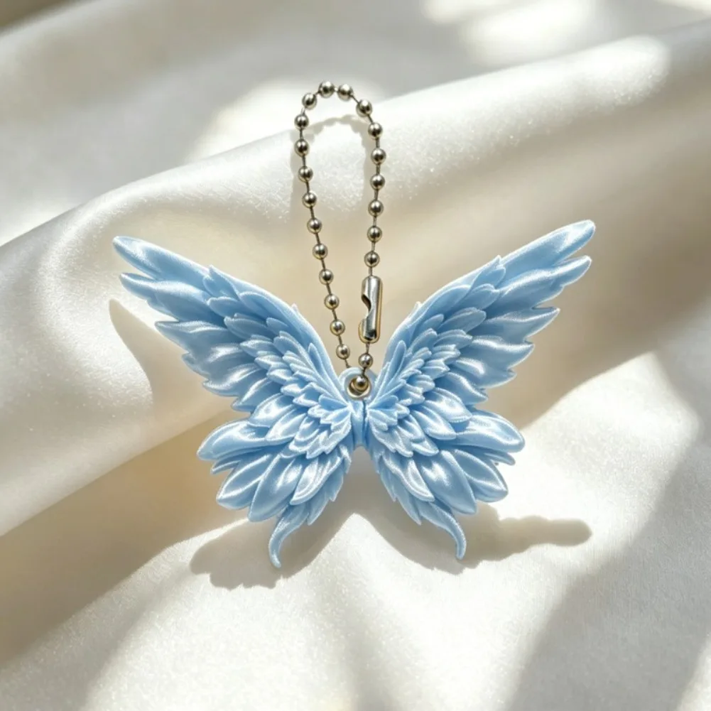 Cute Layered Butterfly Wings Keychains Hanging Kawaii Lanyard 3D Printed Aesthetic Purse Charm Bag Pendant Decor Birthday Gift