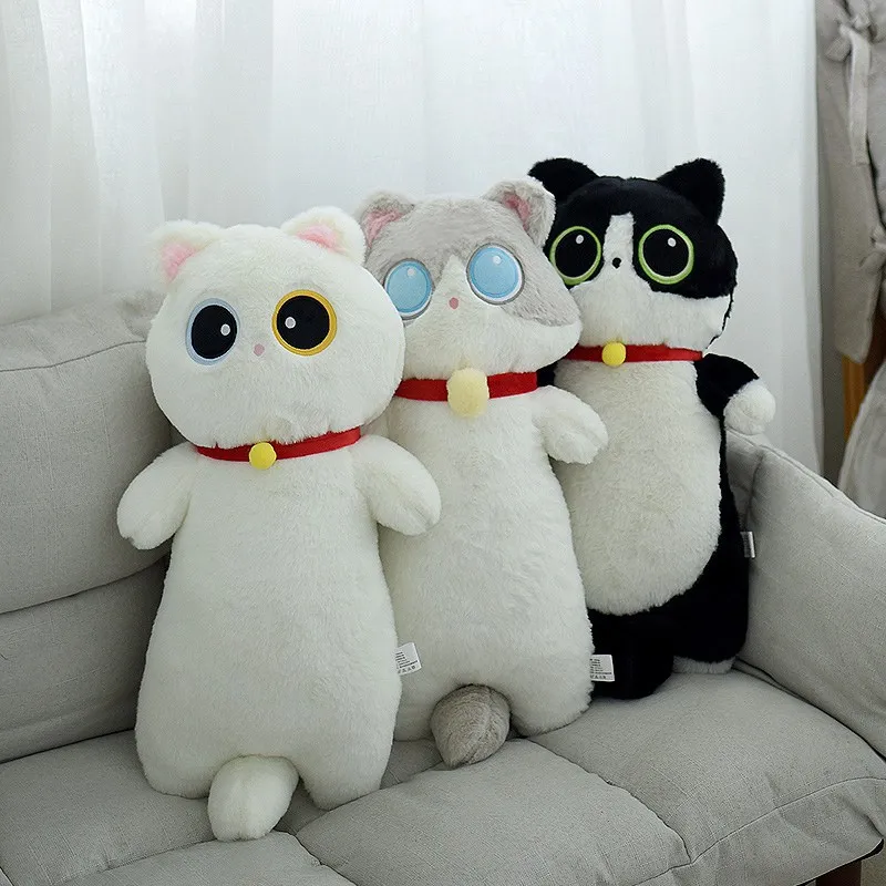 65cm Black and White Cat Plush Toy Grab Stuffed Animal Dolls Pillow Children Toys Gifts Halloween Gifts Toys for Kids Girls