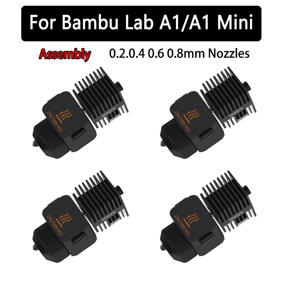 

Hotend Kit For Bambu Lab A1/A1 Mini Hot End Assembly 0.2/0.4/0.6/0.8mm Hardened steel Nozzle 3D Printer Part