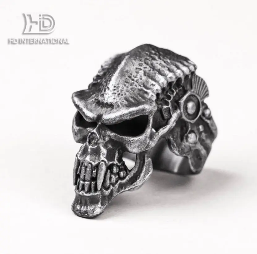 Crazy Pig Skull 925 Silver Ring-Locomotive Python Skull Silver Ring-Gothic Exaggerated Skull Handmade Silver Ring