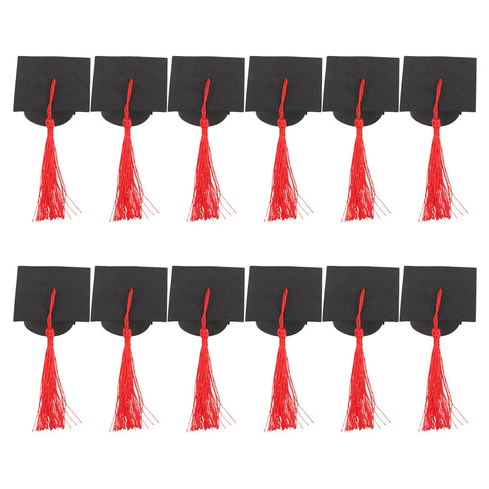 

12Pcs Graduation Caps for Cupcakes Cake Decorating Supplies Party Decor Props Mini Graduation Cap Grad Cap Cake Ornament