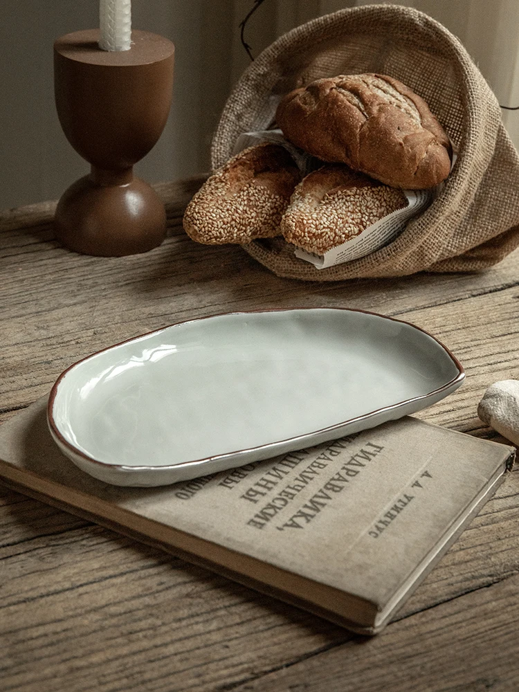 Moon Shape 8.5 Inch Ceramic Dessert Plate Sushi Snack Serving Tray Unique Design