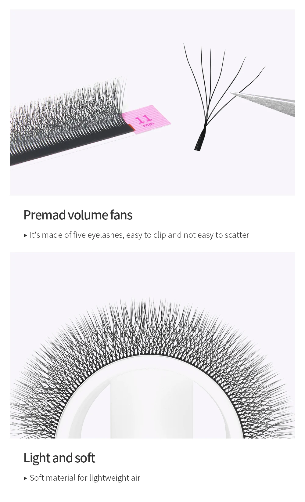 GLAMLASH 6D-W Shaped Eyelash Extension Premade Volume Fans Clover W Style Lashes False Mink Soft Easy Faning Natural Makeup Tool