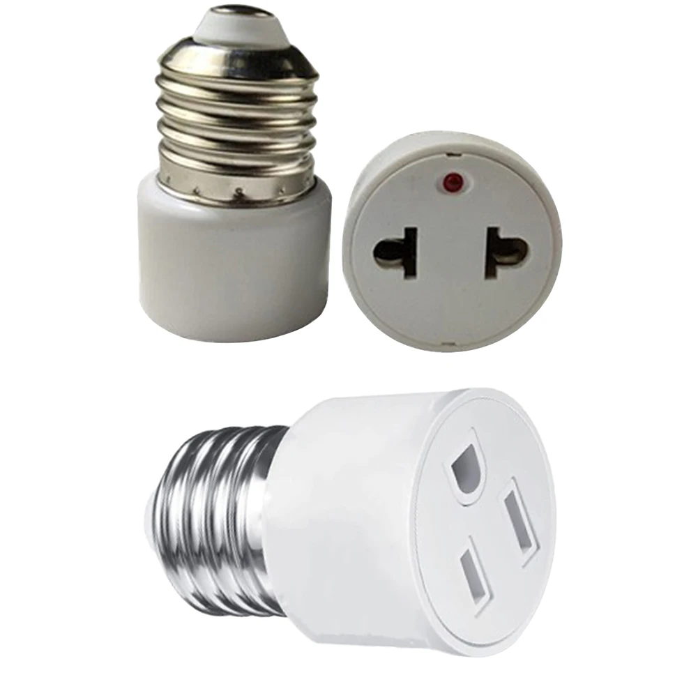 E26/E27 Bulb Base Screw Adapter Prong Outlet Plug Converter Prong Light Socket Outlet Fit for 2/3 Prong Convert for Porch Garage