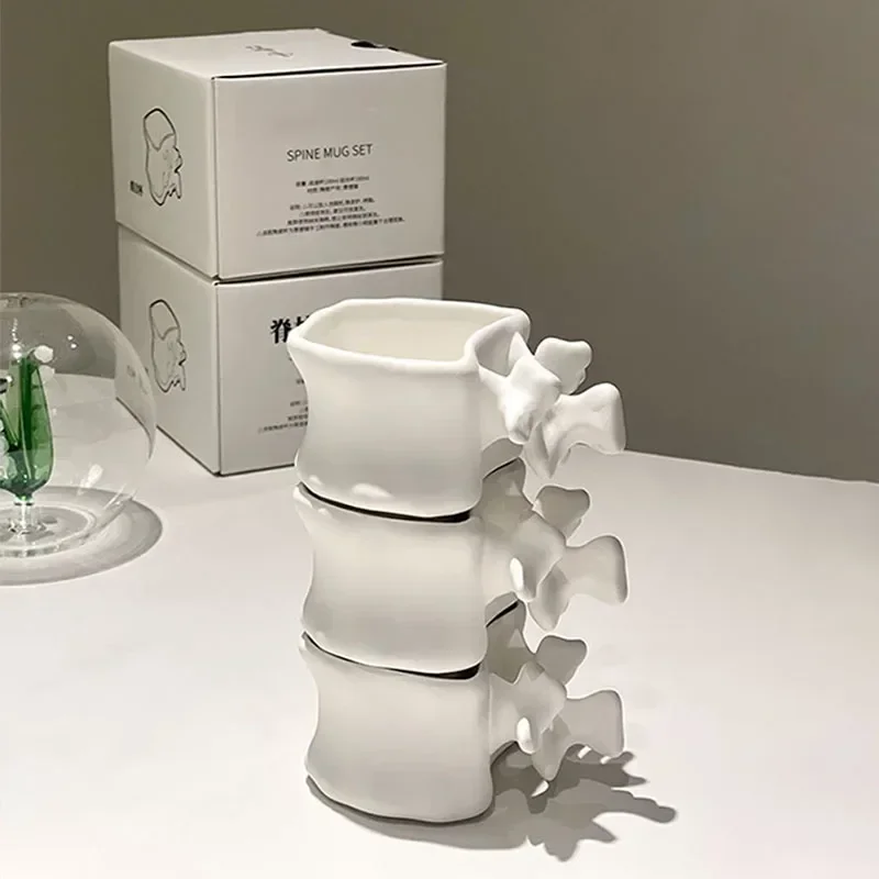 Nordic Ins Style Creative Spine Shape Combination Ceramic Coffee Cup, Water Cup, Funny Orthopedic Doctor Gift, Bone Mug