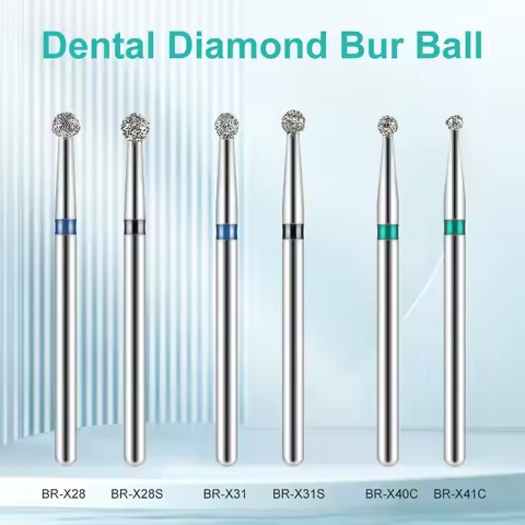 ELIJAH 10pcs/Pack Dental Diamond Burs Drill Ball Round Type 25mm FG 1.6mm For High Speed Handpiece 450000r/Min