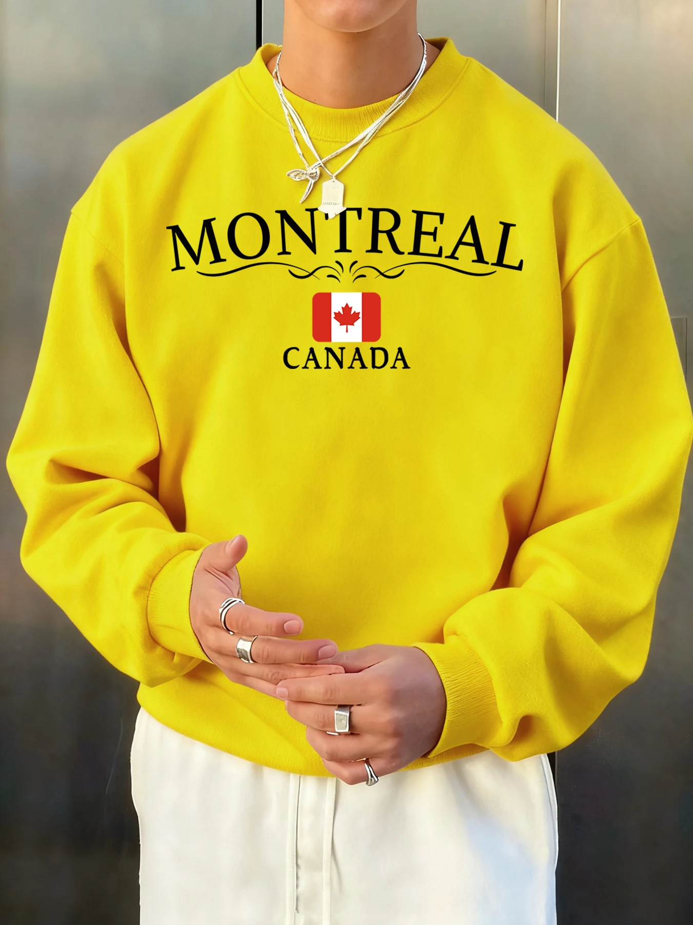 مونتريال كندا أقوال الرسالة الخريف الرجال البلوز في الهواء الطلق بلوزة كاجوال فضفاضة لينة القمم موضة الصوف للجنسين الشارع الشهير #1