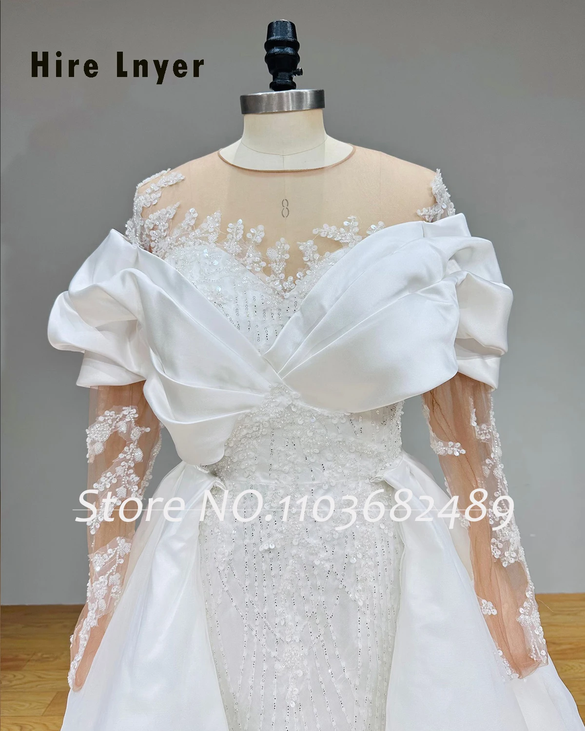 Vestidos De Novia Long Sleeve Mermaid Wedding Dresses with Detachable Train Beading Appliques Luxury Gelinlik Bridal Gowns