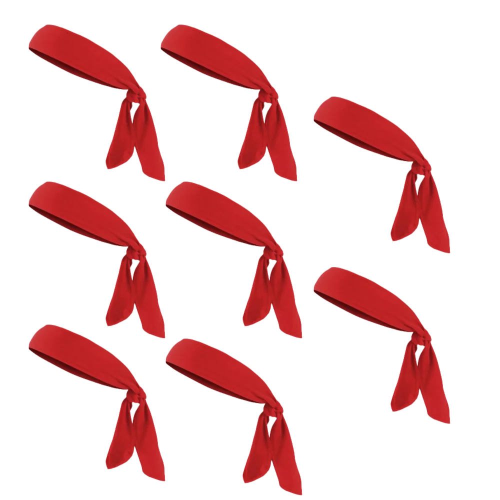 8PCS Quick Drying Sports Head Tie 94% Polyester 6% Spandex Tie Back Running Headband Wide Band Elastic Comfort Headband Head Tie