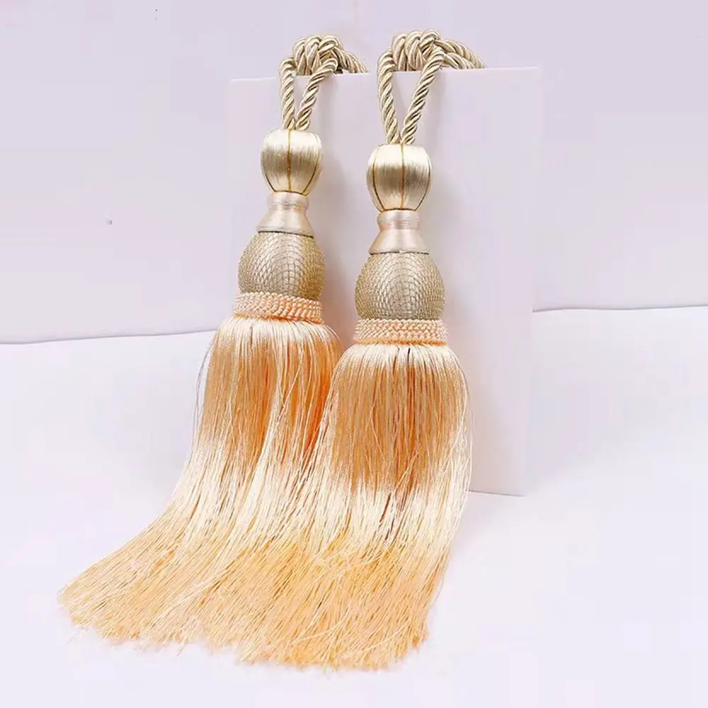No Installation Curtain Tassels Tieback Polyester Yarn Multicolor Tassel Curtain Ties Punch-free Gold Wire Hanging Ball