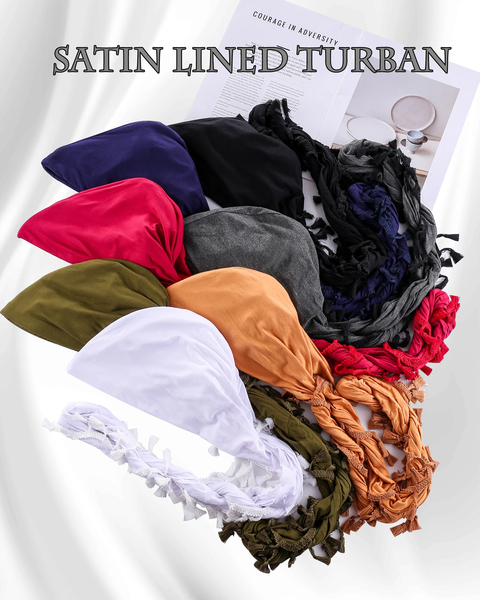 أغطية رأس عمامة ملتوية عتيقة للرجال، ربطة عنق عمامة من الساتان قابلة للتمدد لإغلاق رباط الشعر، وغسالة الآلة