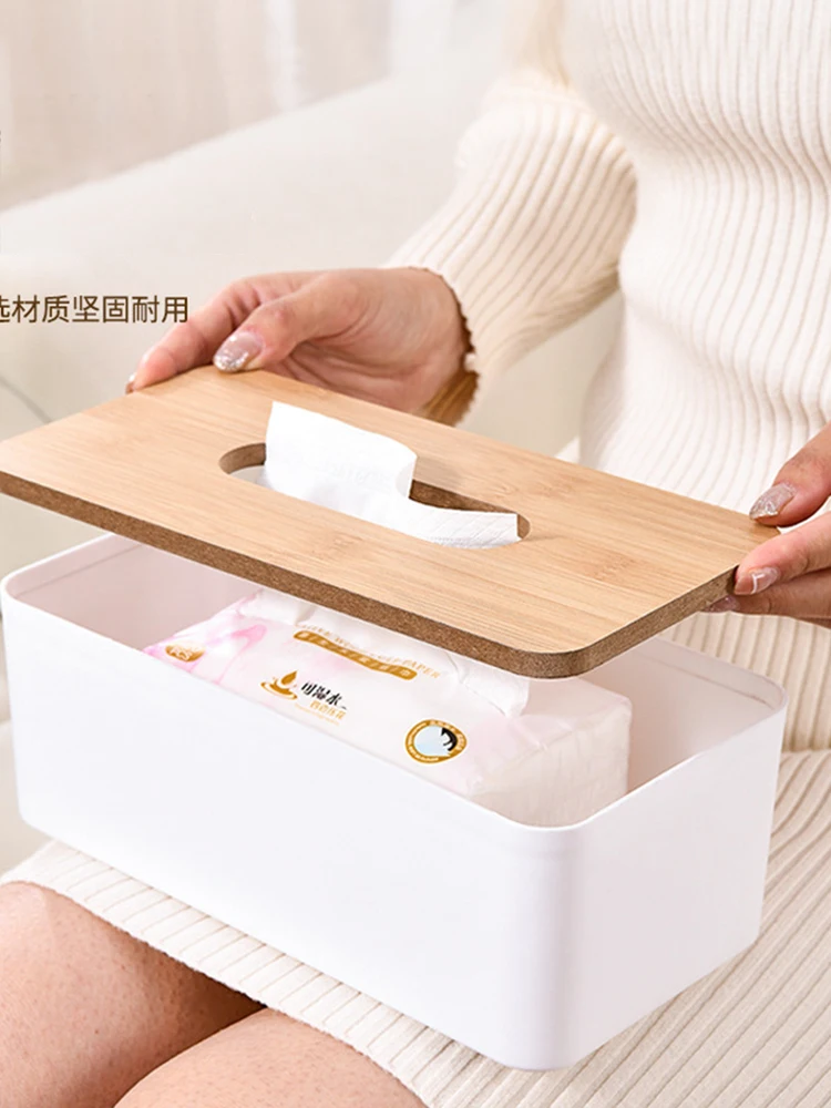 Küchentuchbox aus Kunststoff, abnehmbar, rechteckig, minimal gestaltete Papierbox für Haushalt, Esstisch, Wohnzimmer, Badezimmer, TMZ – Detail 10