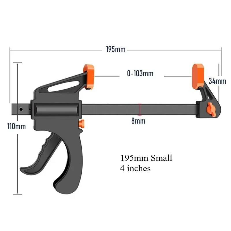 1PC Woodworking Work Bar Clamp - 4/6 Inch Hard Quick Ratchet Release Clip, Special Hand Tool for Carpentry