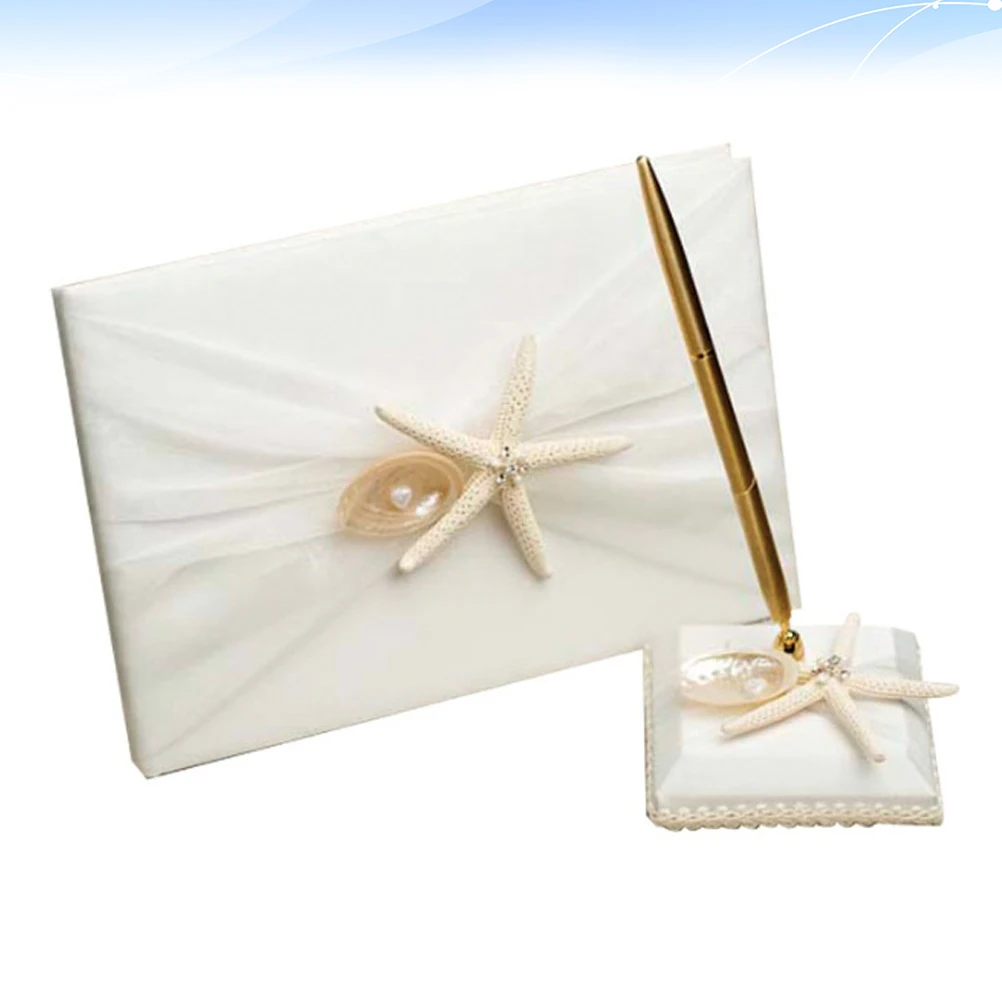 

Guest Book for Wedding Beach Style Sign In Book White Decoration Party Favors Reception Event Memory Notebook