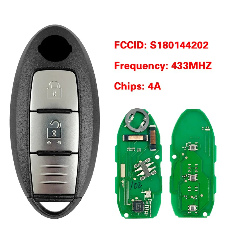 

CN027053 Aftermarket 2 кнопки смарт-карта дистанционный брелок 433 МГц AES чип FCC S180144202 для Qashqai X-Trail Pulsar Q50 2013-2018