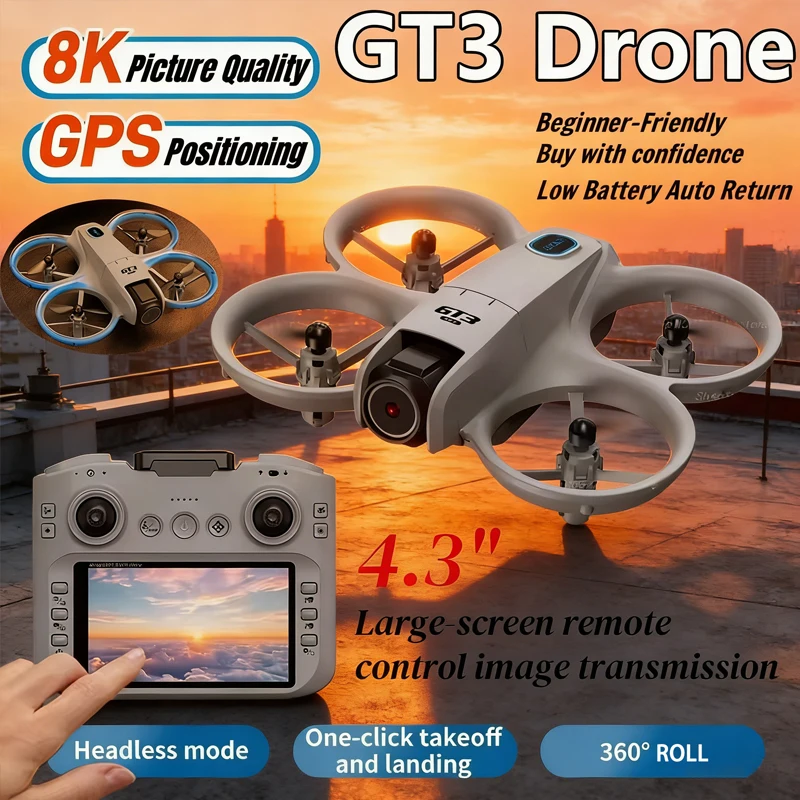

For Lenovo GT3 Drone HD Dual 8K Camera Optical Flow Aircraft Screen Control Aerial Brushless Photography Remote Control Aircraft