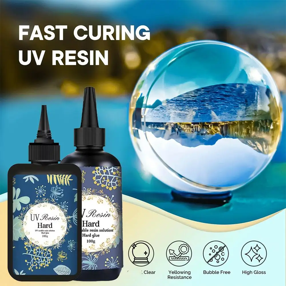 100g UV Resin Clear,Hard,Upgraded Crystal Clear Epoxy Resin Up Premixed UV Cure Resin for Craft Jewelry Making