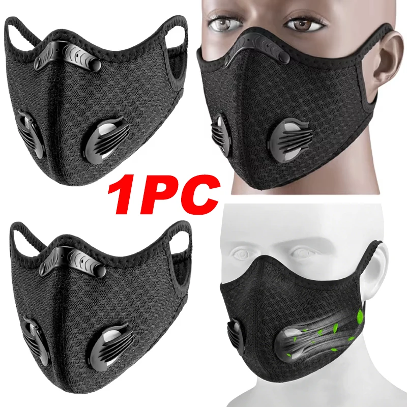 1 máscara deportiva con filtro de carbón activado, cubierta bucal para montar PM 2,5, máscara deportiva cardio reutilizable a prueba de polvo, Cubre Bocas