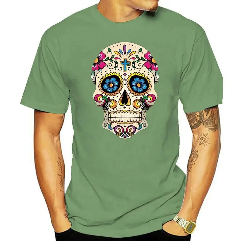 Mexican Sugar Skull T-shirt For Men Plus Size Cotton Team Tee Shirt 4XL 5XL 6XL Camiseta