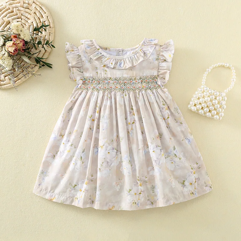 Handmade Collection of Girls Floral Dresses 2026 Summer New Girls Princess Dress Sleeveless Sweet Dress