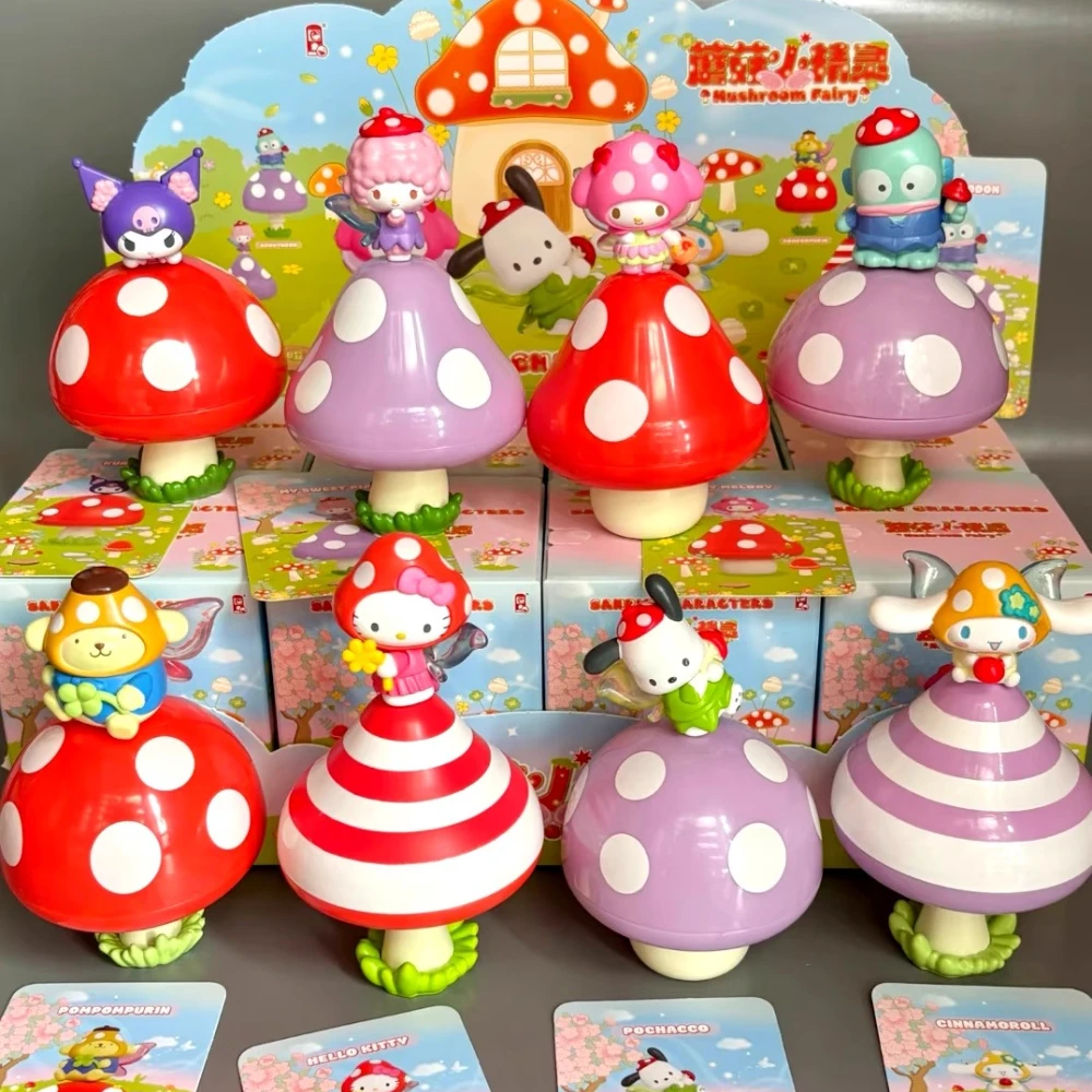 Подлинная серия Sanrio Family Mushroom Fairy, слепая коробка, фигурка HelloKitty, мультяшная милая модель, периферийная игрушка в подарок