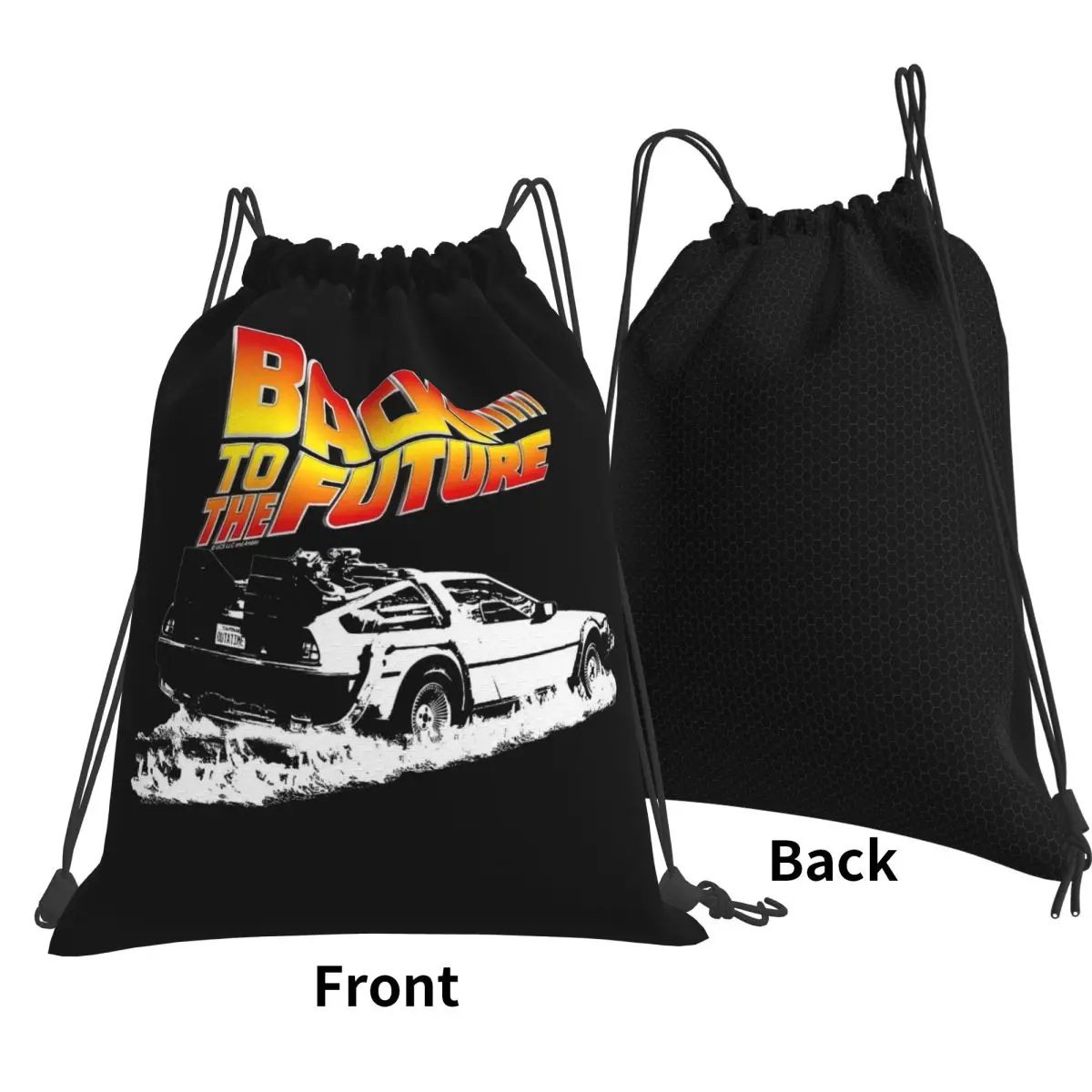 Retro Back To The Future Backpacks Portable Drawstring Bags Shoes Bag Book Bags for Travel Students view 2