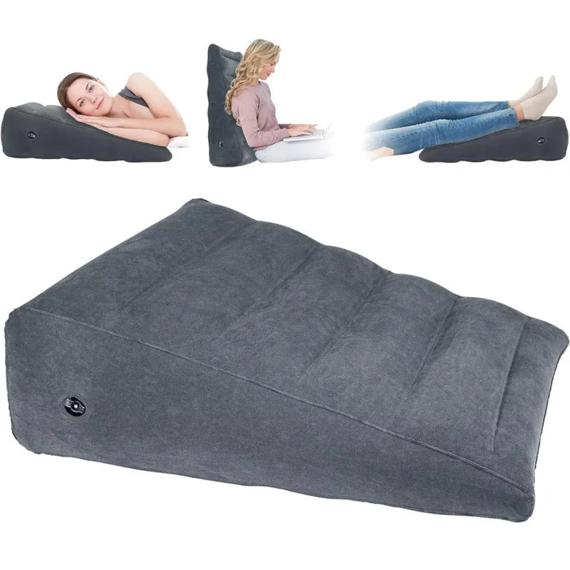 Almohada de cuña triangular inflable para cama, cojín de reposapiés portátil de viaje para elevación de piernas, soporte de espalda para dormir, reflujo ácido