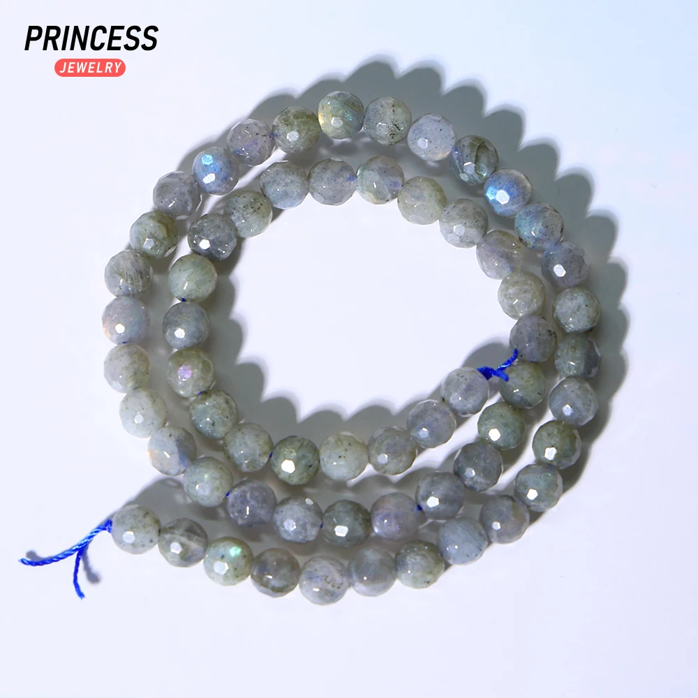 Manik-manik batu Labradorite Madagaskar faset alami pesona untuk membuat perhiasan gelang kalung Aksesori DIY 4 6 8 10 12mm