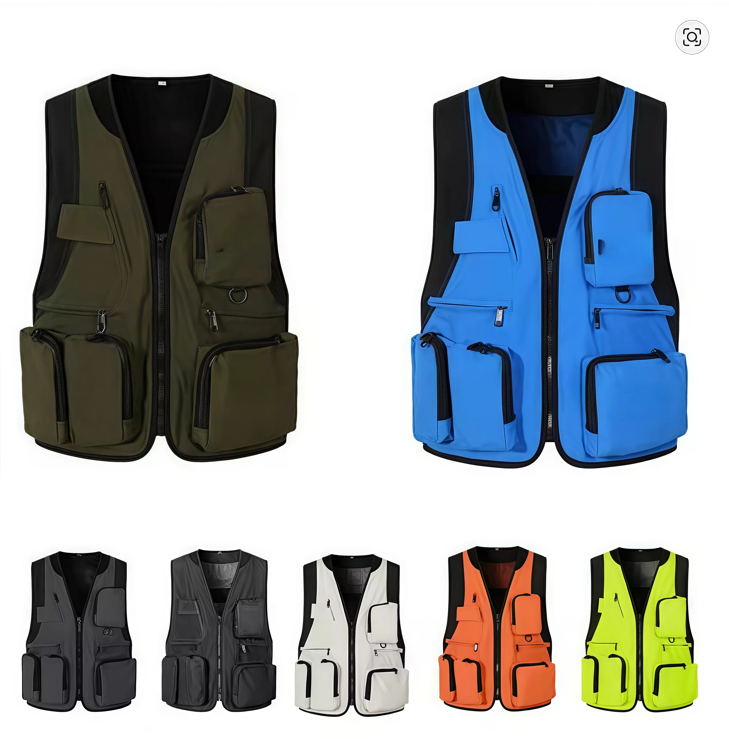 Men's Trendy Multi-Pocket Vest Functional Photographer Vest Work Clothes Korean-Style Trendy Workwear Custom Logo Printing