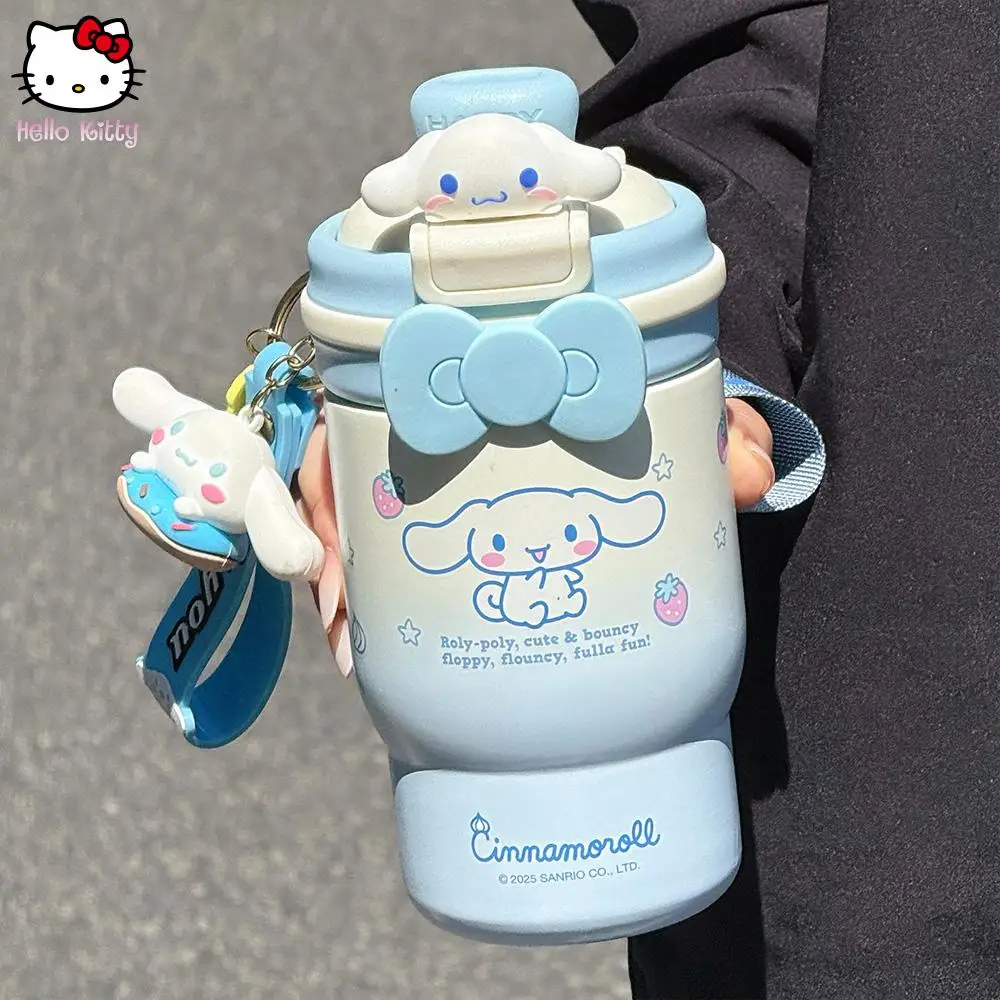 

Sanrio Kuromi Drinking Straw Water Cup Portable Vacuum Cup Student Go To School Cold Insulation Tea Separate Cup Kawaii Cartoon