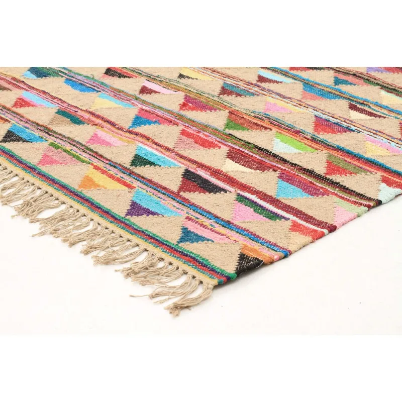 Floor Rug Natural Jute Cotton Colourful Carpet 230x320cm