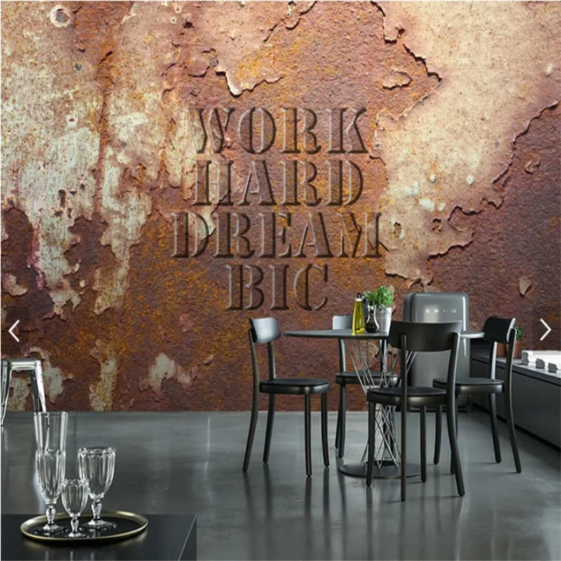 

Custom 3d Wall Paper Wall Decor Retro Nostalgic Metal Iron Industrial Wind Nightclub Bar KTV Mural Wallpapers for Living Room