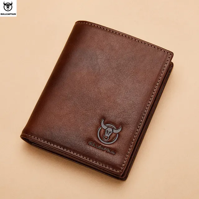 BULLCAPTAIN nowy 100% skórzany portfel męski produkt wysokiej jakości skórzany portfel męski wielofunkcyjny krótki portfel z miejscem na karty QB017