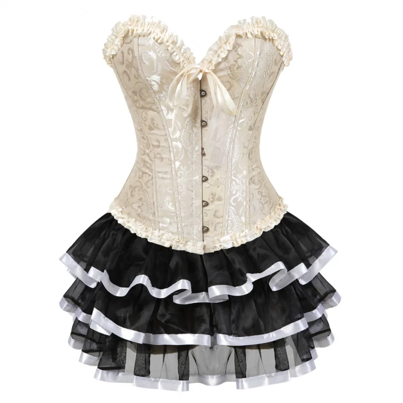 Sexy Corsets Top for Women Plus Size Costume Burlesque Corset Bustier and Skirt Set Tutu Corset Dress Victorian Fashion Gowns