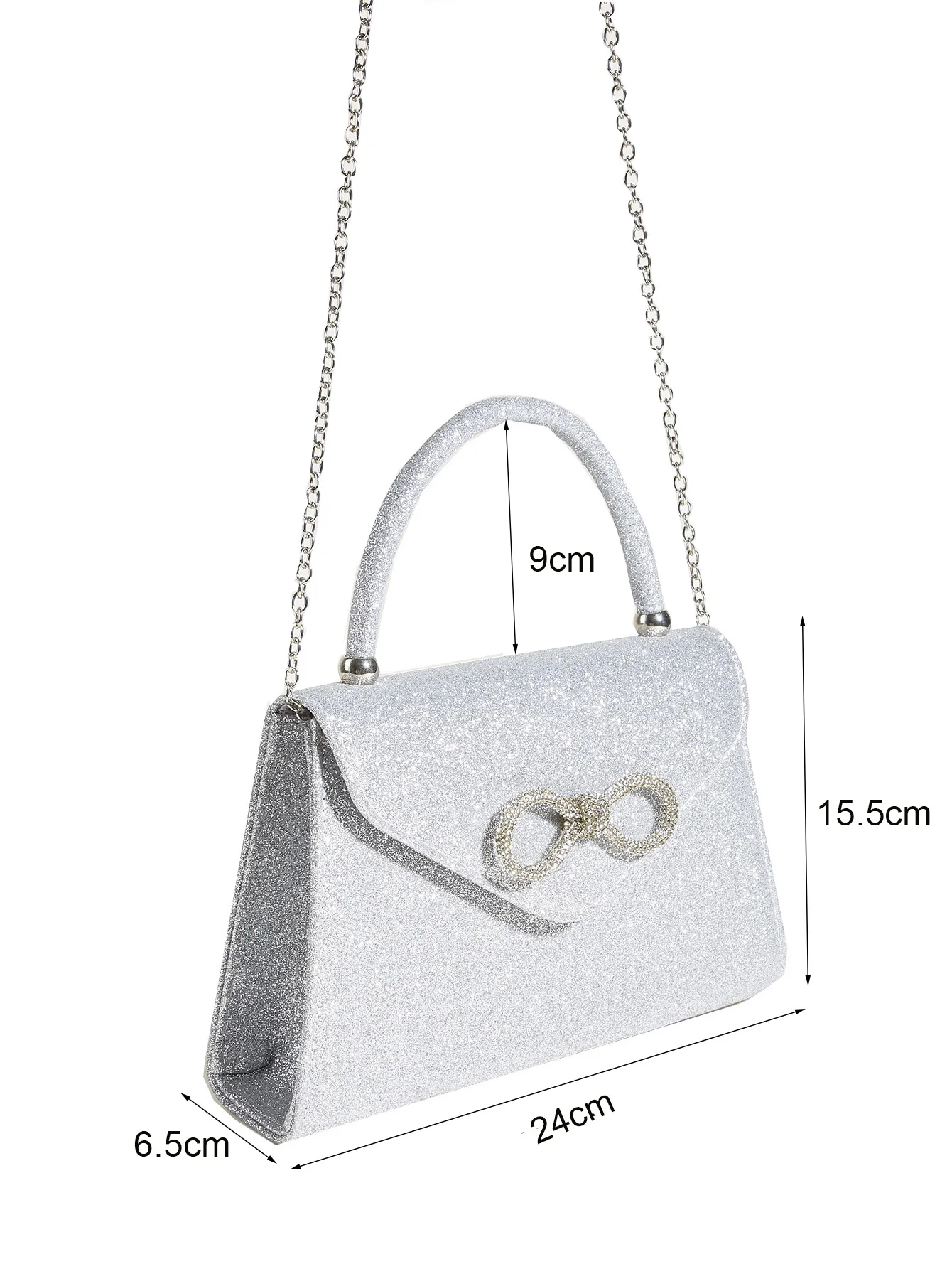 Damen Abend tasche große Kapazität Silber Handtasche Hochzeits feier Umhängetasche mit Strass Schleife All-Matching-Ketten tasche