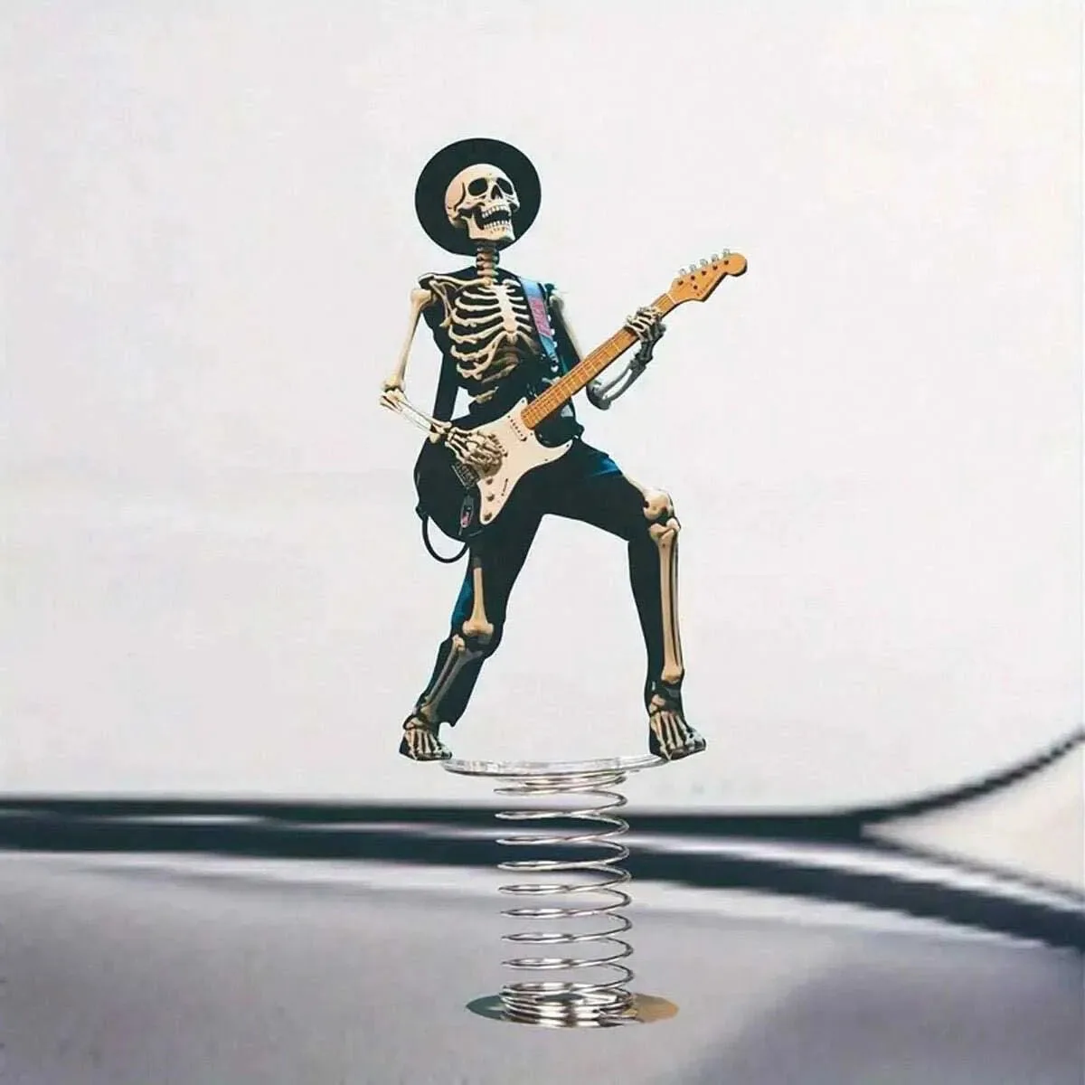 1 Pack Skull Guitarist Acrylic Instrument Panel Ornaments - Durable Interior Accessories, Unique Tabletop Decorations