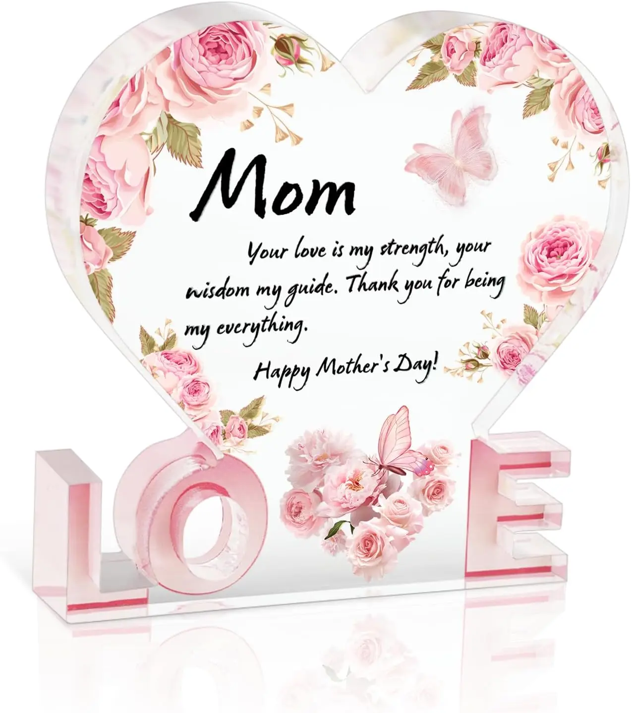 Gifts for Mom, 3.93x3.93 Inch Love-Shaped Acrylic Keepsake, Express Your Love and Appreciation with this Elegant Keepsake