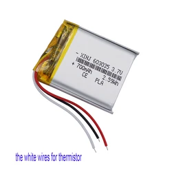 3.7V 700mAh 2.59Wh Thermistor 3 Wires 603035 Replacement Li Lipo Rechargeable Battery For Car Camera Bluetooth Speaker LED Light
