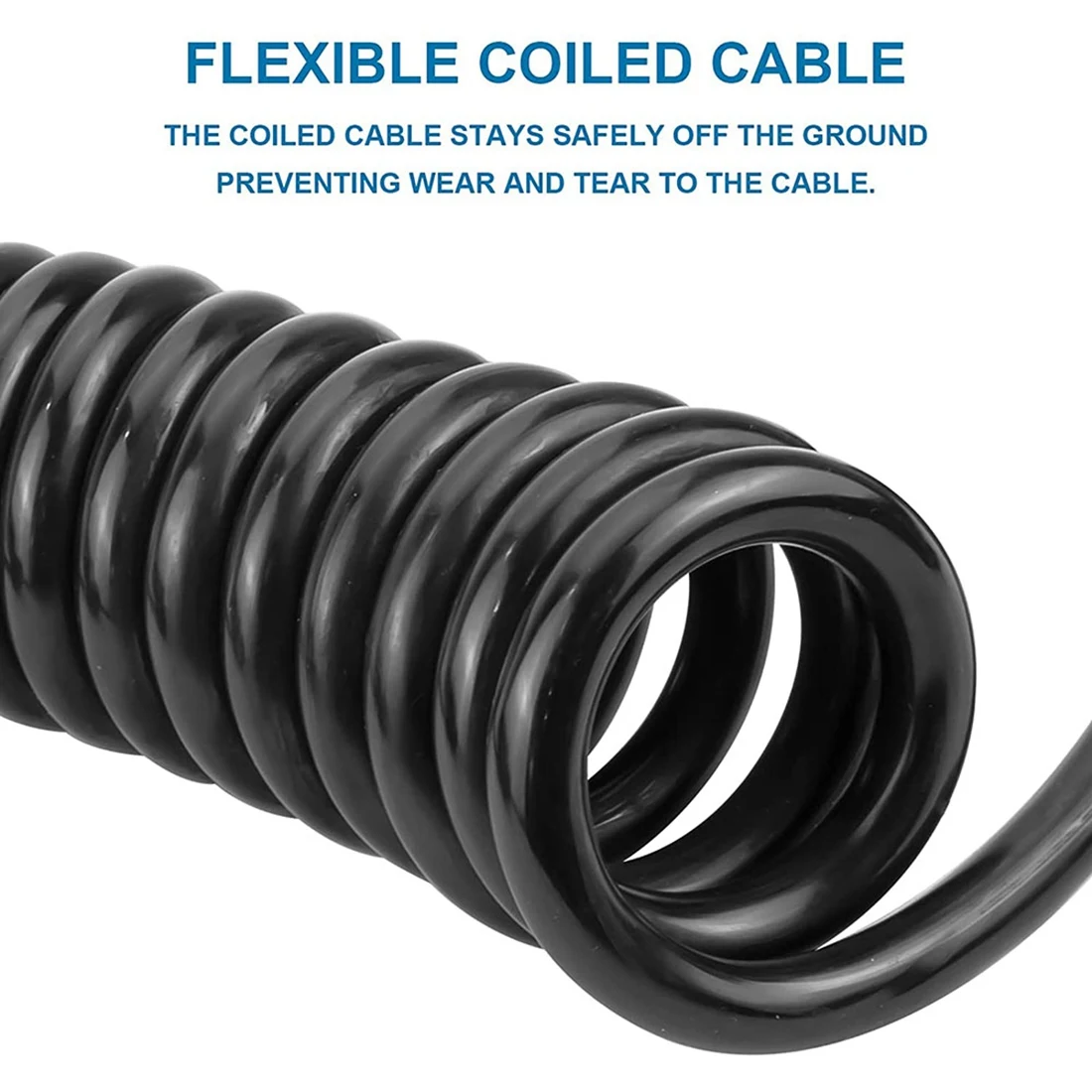 M45K-3 Meters 7Pin Trailer Extension Coiled Cable With Trailer Plug Socket Connector, 7 Core RV Electrical Cable Connector
